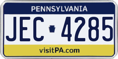 PA license plate JEC4285