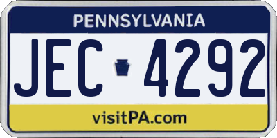 PA license plate JEC4292