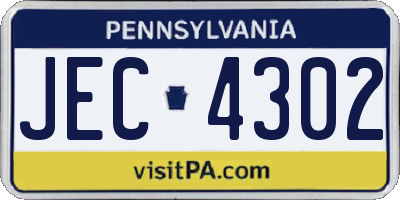 PA license plate JEC4302