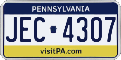PA license plate JEC4307