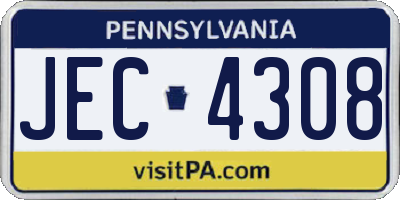 PA license plate JEC4308