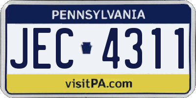 PA license plate JEC4311