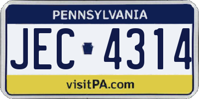 PA license plate JEC4314