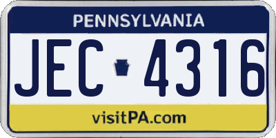 PA license plate JEC4316