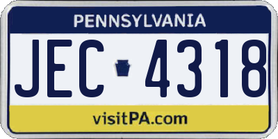 PA license plate JEC4318