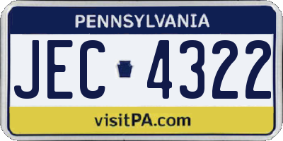 PA license plate JEC4322