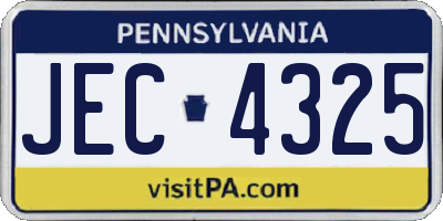 PA license plate JEC4325