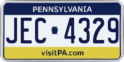 PA license plate JEC4329
