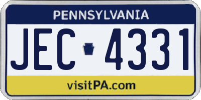 PA license plate JEC4331