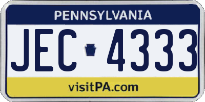 PA license plate JEC4333