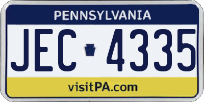 PA license plate JEC4335