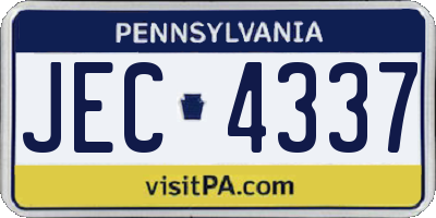 PA license plate JEC4337