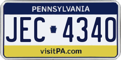 PA license plate JEC4340