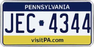 PA license plate JEC4344