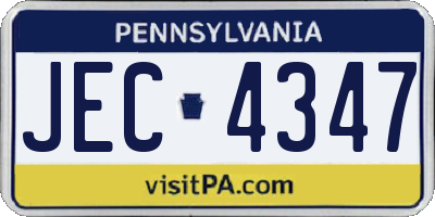PA license plate JEC4347