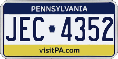 PA license plate JEC4352