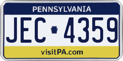 PA license plate JEC4359