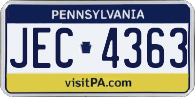 PA license plate JEC4363