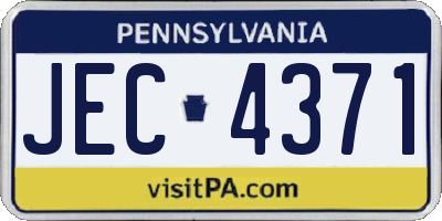 PA license plate JEC4371