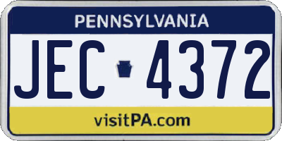PA license plate JEC4372