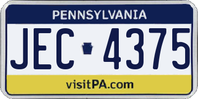 PA license plate JEC4375
