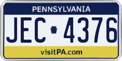 PA license plate JEC4376