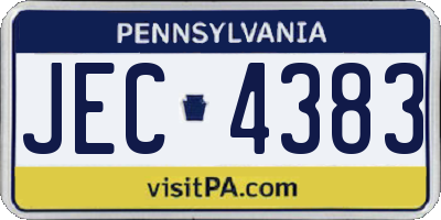 PA license plate JEC4383
