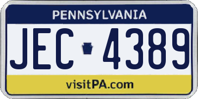 PA license plate JEC4389