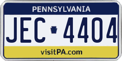 PA license plate JEC4404