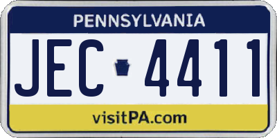 PA license plate JEC4411