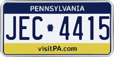 PA license plate JEC4415