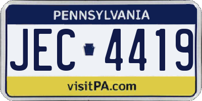 PA license plate JEC4419