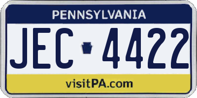 PA license plate JEC4422