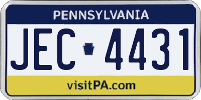 PA license plate JEC4431