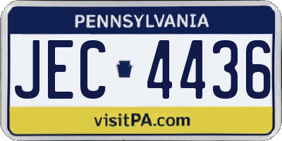 PA license plate JEC4436