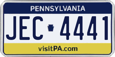 PA license plate JEC4441