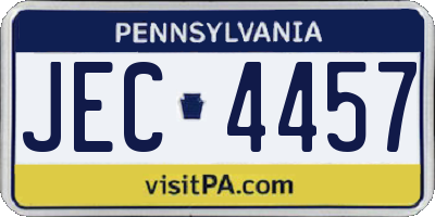 PA license plate JEC4457