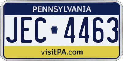 PA license plate JEC4463
