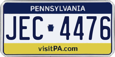 PA license plate JEC4476