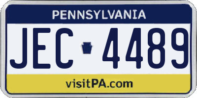 PA license plate JEC4489