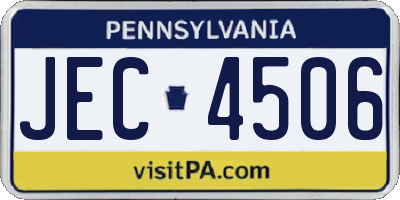PA license plate JEC4506