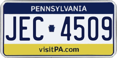 PA license plate JEC4509