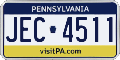 PA license plate JEC4511