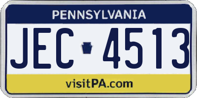 PA license plate JEC4513