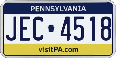PA license plate JEC4518