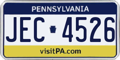 PA license plate JEC4526