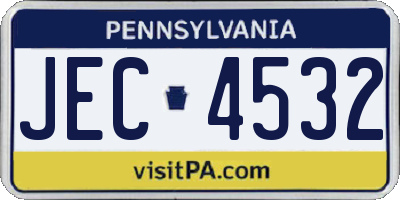 PA license plate JEC4532