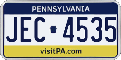 PA license plate JEC4535