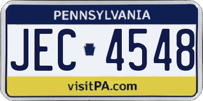 PA license plate JEC4548