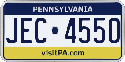 PA license plate JEC4550